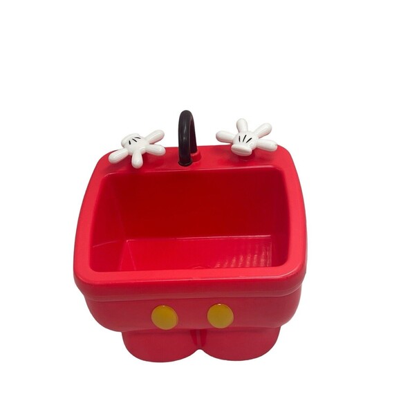 Disney Mickey Mouse Kitchen Sink Ice Cream Dessert Sundae Bowl Dish Red Plastic - Picture 9 of 16